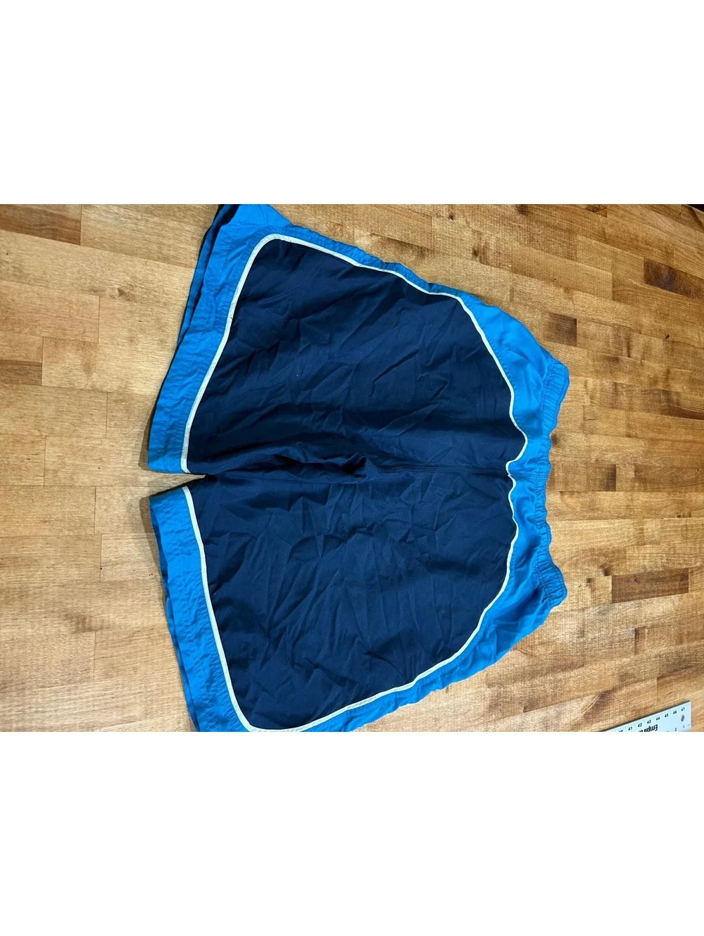 Nike Men's Swim Shorts Size Large Navy Blue with Light Blue Trim